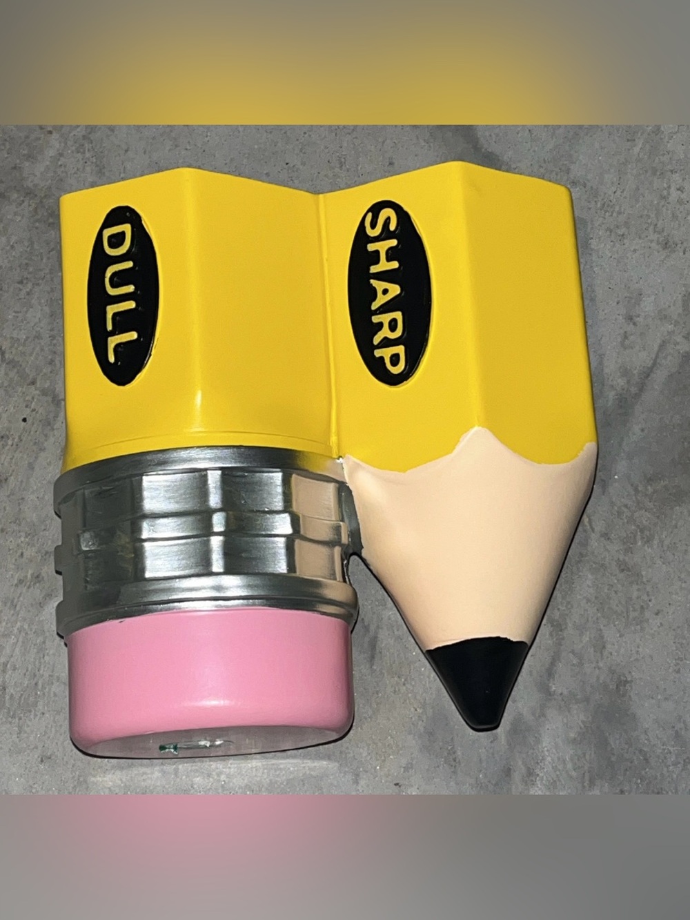 Novelty pen/pencil holder cup- Pencil Sharpener & Eraser Set - Yellow/Pink